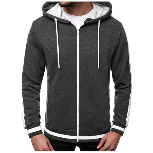 Sweat à capuche pour hommes avec fermeture éclair et veste longue coupe-vent