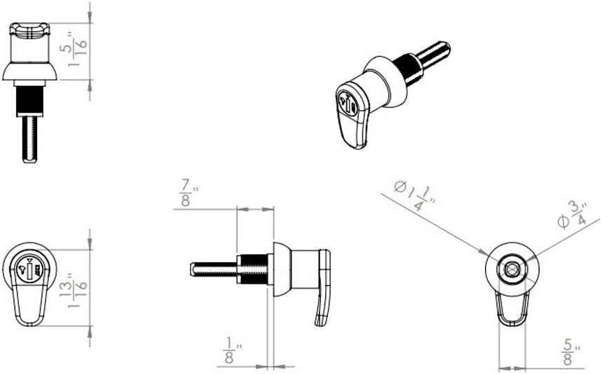 Tonneau Cover Teardrop L Handle Bauer Products L-502 | Astro and Covermaster Tonneau T Handle Lock