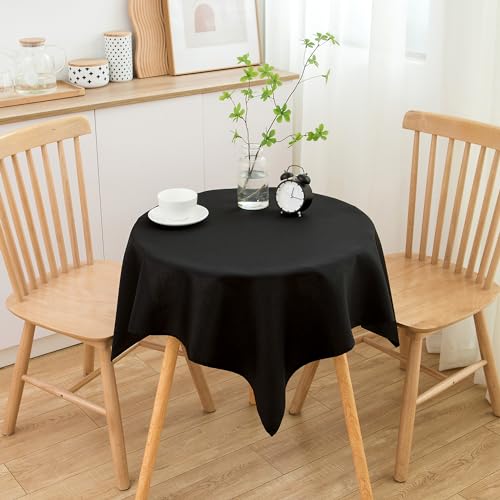 Image of sancua Small Square Tablecloth 36 x 36 Inch Black, Stain and Wrinkle Resistant Washable Polyester Table Cloth for Dining Buffet Party Decorative Fabric Table Cover for Nightstand End Bedside Tables