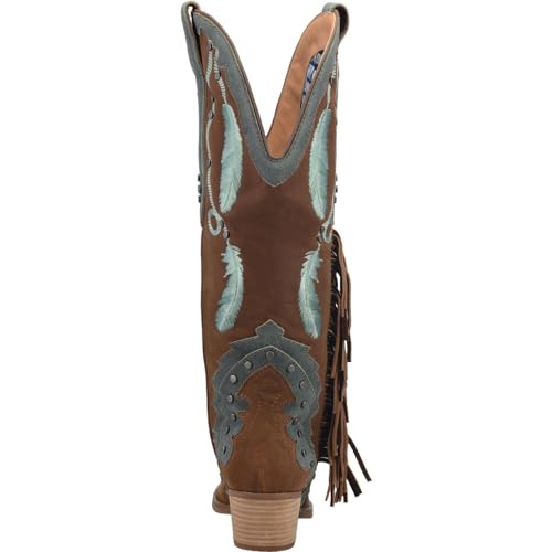 Dingo Womens Dream Catcher Snip Toe Embroidered Casual Boots Knee High Low Heel 1-2" - Brown3