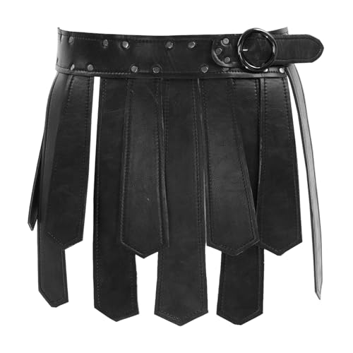 Men's Medieval Tassel Skirt Gladiator Warrior PU Leather Waist Belt Scotland Kilt Skirt