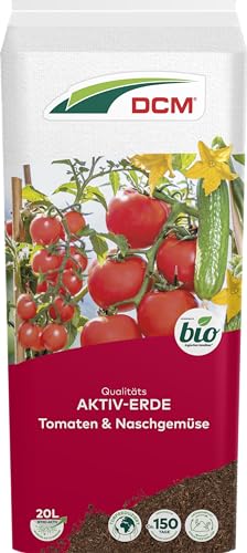 DCM AKTIV Erde Tomaten & Naschgemüse - Spezialerde - für Gemüse & Beerenpflanzen - Mit organischem Dünger - Mit Mykorrhiza-Pilzen - Torfreduzierte Pflanzenerde - Bio - 20 L