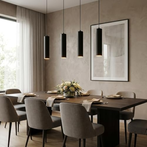 Lámpara lineal para comedor con cables regulables que solucionan techos altos 3