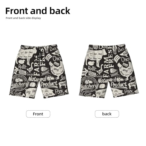 Boys Swim Trunks Farm Animal Silhouette Butchery Retro Kids Swim Shorts Quick Dry Beach Board Pocket2