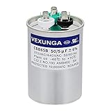 VEXUNGA 50/5 uF 50+5 MFD 370VAC or 440VAC Dual Run Start Round A/C Capacitor CBB65 CBB65B Air Conditioner Capacitors for AC Unit Fan Motor Start or Heat Pump or Condenser Straight Cool