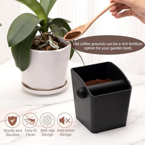 Image of Supvox Knock Box Plastic Coffee Grounds Bin with Cross Bar, Reuseable Coffee Grounds Container Expresso Coffee Machine Supplies Coffee Making Accessories