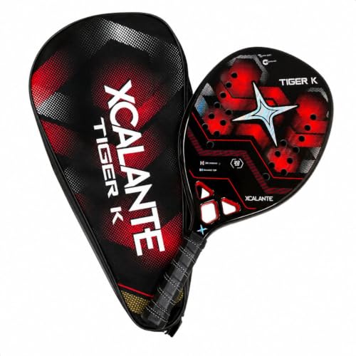 Raquete Para Beach Tennis 3K Carbono Profissional Kit Completo com Capa Protetora Overgrip e Munhequeira (Tiger K)