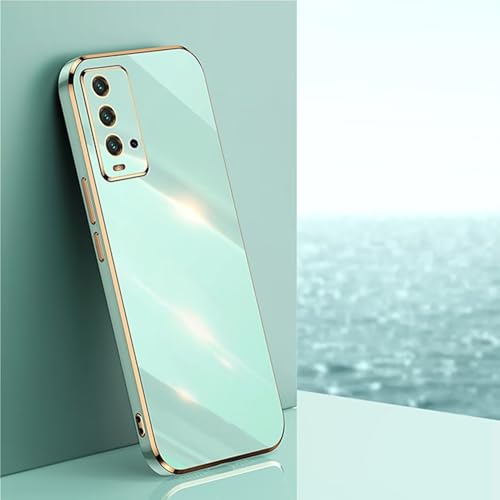 ATISIJIE Funda para XiaoMi Poco F2 Pro Carcasa, Funda Protectora TPU Suave Silicona Prueba de Golpes Bonito Diseño Borde Dorado Cover Case Verde