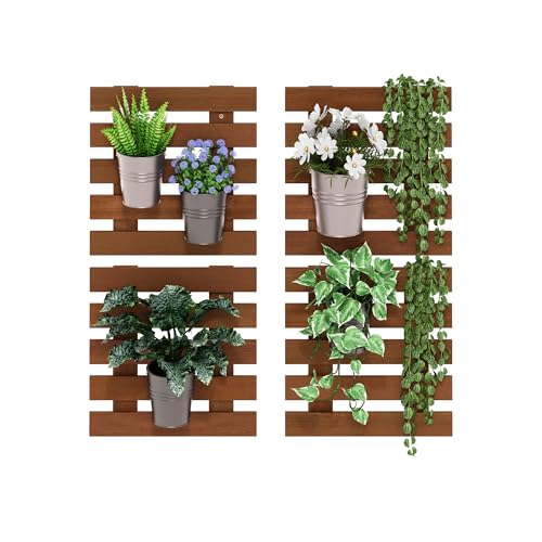 Furinno TIOMAN Outdoor Vertical Wall Planter, Set of 4 Wooden Hanging Planters, for Indoor, Outdoor Plants, Balcony, Patio, Light Wood by Furinno - Image 4
