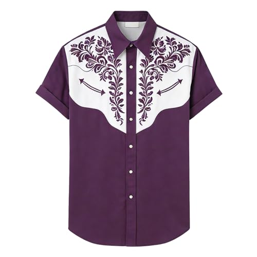 Chemise cowboy homme à manches courtes retro