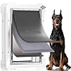 3-Flap Never Rust Extra Large Dog Door for Doors with Sliding Lock Panel, Steel Frame and Telescoping Tunnel, Extreme Weather Durable Doggy Door （Pets Up to 220 Lb）