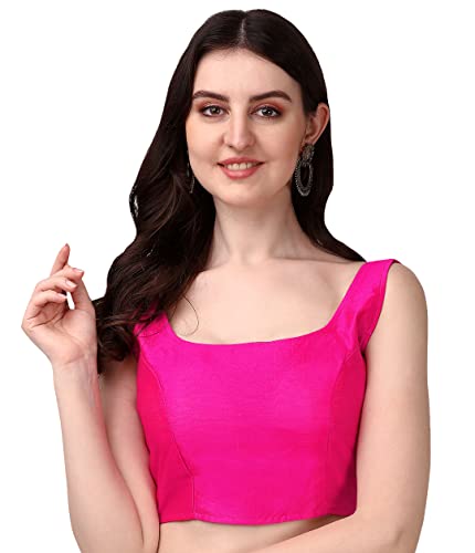Image of Vihu Fashion Plain Sleeveless Pattern Readymade Blouse U Neck Choli
