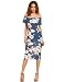 MakeMeChic Women's Floral Pencil Dress Knee Length Off Shoulder Cocktail Dress Blue S