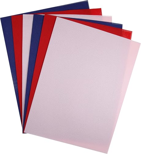 Image of KCS 4 /6 pc of 12 inch x 18 inch 18CT Counted Cotton Aida Cloth Cross Stitch Fabric (6 pc, Royal Blue+Pink+Red)