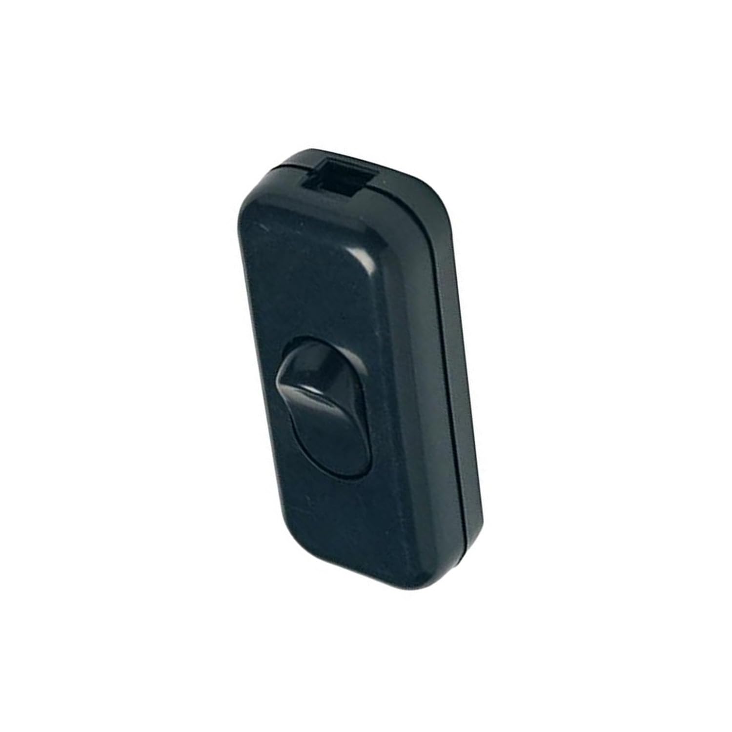 Black step switch 2A 250V, ideal for controlling the light in domestic and commercial spaces.