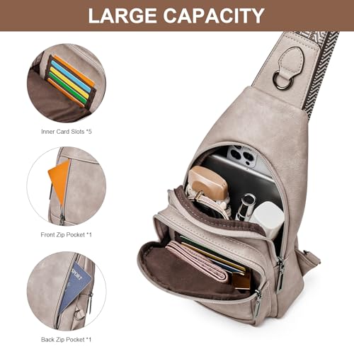 Image of cakang Womens Sling Bag Crossbody Bags for Women Vegan Leather Sling Backpack Daypack Fanny Pack Crossbody Purse Travel