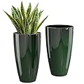 QCQHDU 21 inch Tall Planters for Indoor & Outdoor Plants, 2 Pack Sturdy Plant-Flower-Tree Pots for Front Porch Patio Deck Living Room Decor