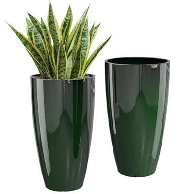 QCQHDU 21 inch Tall Planters for Indoor & Outdoor Plants, 2 Pack Sturdy Plant-Flower-Tree Pots for Front Porch Patio Deck Living Room Decor