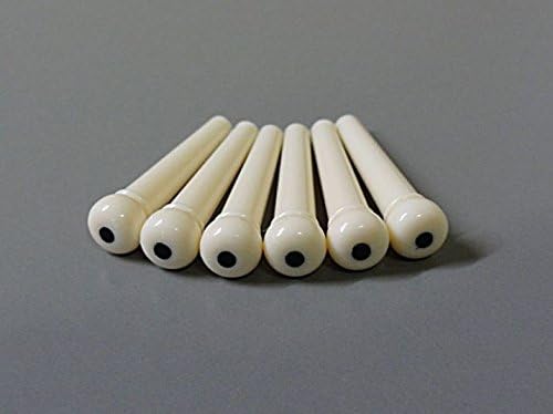 6 x BRIDGE PINS for ACOUSTIC GUITAR - cream with black dot