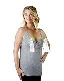 Classic Pump&Nurse All-in-one Nursing Tank with Built in Hands-Free Pumping Bra - Heather Gray, S