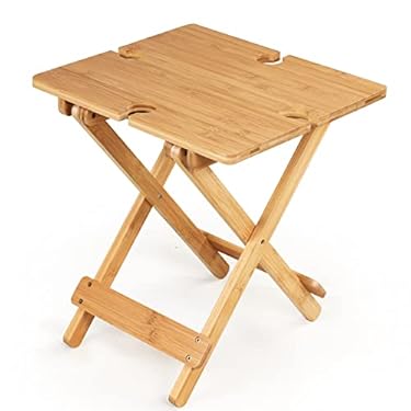 AMAZON - Lifavor Bamboo Wine Picnic Table, Folding Portable Camping Table Outdoor Snack Tray Table, Ideal Wine Lover Gift, Weatherproof Side Table at Park for 1-4 Persons
