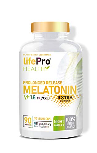 Life Pro prolonged release melatonin 90 vegancaps | Melatonina liberación prolongada cápsulas veganas | Ayuda a conciliar el sueño y a aliviar el Jetlag Cover