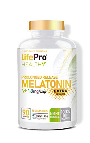 Life Pro prolonged release melatonin 90 vegancaps | Melatonina liberación prolongada cápsulas veganas | Ayuda a conciliar el sueño y a aliviar el Jetlag