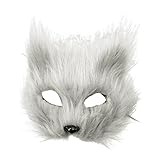 ECUNGWUA Plüschmaske Damen Maskenball Maske Karnevalsmasken Fasching Party Cosplay Kostümparty Zubehör (White, One Size)