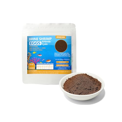 JADINGSFARM Brine Shrimp Eggs Fish Food - 90% Hatch Rate Artemia Cysts Aquatic Foods for Baby Aquarium Fish Freshwater Saltwater Fish 1 OZ