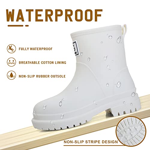 Yorfotmae Rain Boots For Women Men,Waterproof Garden Boots Short Rain Boots Comfort Lightweight Ankle Rain Shoes Platform Rubber Chelsea Rain Boots For Ladies Outdoor Work Shoes #TOP1