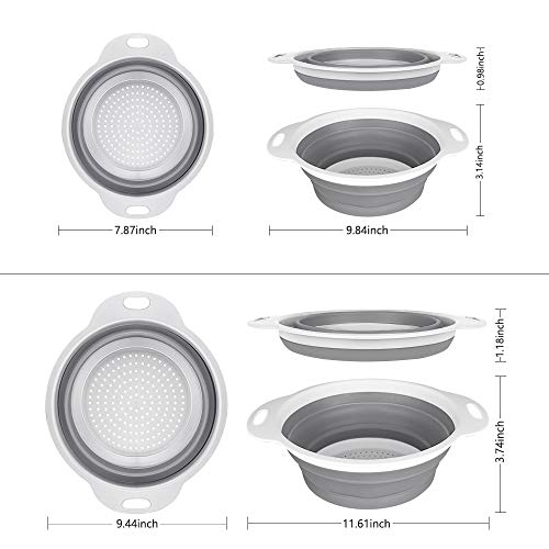 Qimh Collapsible Colander And Strainer Set Of 3-2 Pc 4 Quart(1 Gal) And 1 Pc 2 Quart(0.5 Gal) - Bpa Free & Dishwasher-Safe Silicone Kitchen Foldable Strainer For Pasta, Veggies #TOP1