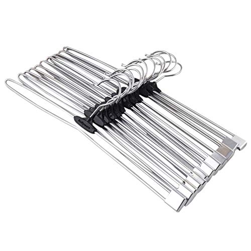 Image of ROLLYWARE 30 Pack Premium Unique Design Stainless Steel Lockable Technology Hangers for Clothes, Velvet, Trouser, Saree, Pants, Skirt Wardrobe