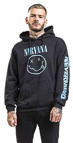 Nirvana Nevermind Smile Homme Sweat-Shirt à Capuche Noir Regular/Coupe Standard - Les Beatles, Paul McCartney, John Lennon, RIngo Starr, George Harrison Nirvana Nevermind Smile Homme Sweat-Shirt à Capuche Noir Regular/Coupe Standard – Image 4