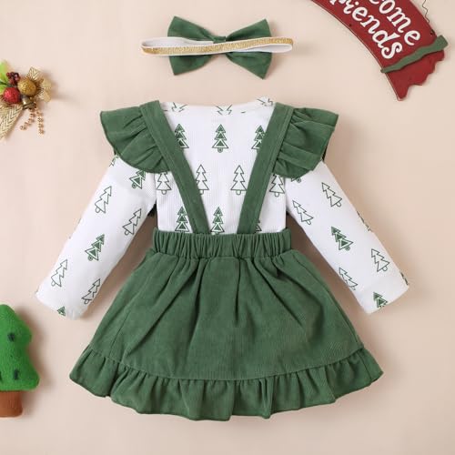 Willow Dance Newborn Baby Girl Clothes Toddler Long Sleeve Christmas Romper Top Ruffle Skirt Overall Dress and Headband3