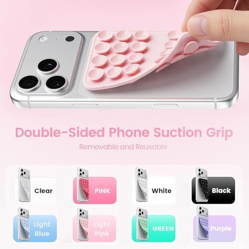 Upgraded Double Sided Silicone Suction Cup Phone Case Mount, Sticky Phone Grip Holder for Hands-Free Selfes & Videos, Reusable Silicone Phone Suction Grip for iPhone & Android, Baby Yellow - 1