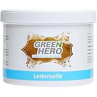 Green Hero Jabón de cuero 500 ml de limpiador de piel, incluye esponja de limpieza para piel lisa, limpiador de piel, jabón eficaz para sillín de cuero, práctico jabón para sillín con esponja