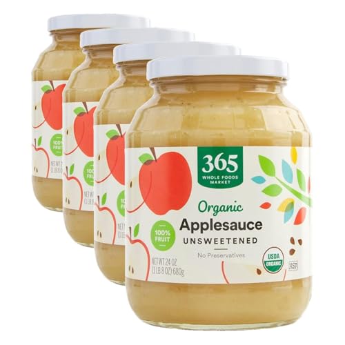 Image of 365 by Whole Foods Market, Organic Unsweetened Apple Sauce, 24 Ounce (Pack of 4)