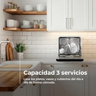 EVVO - Lavastoviglie Mini D Trip 3 – Lavastoviglie compatto da tavolo, 3 servizi, classe energetica C, 6 programmi, asciugatura extra aria fresca, pannello LED touch, casa differita, senza