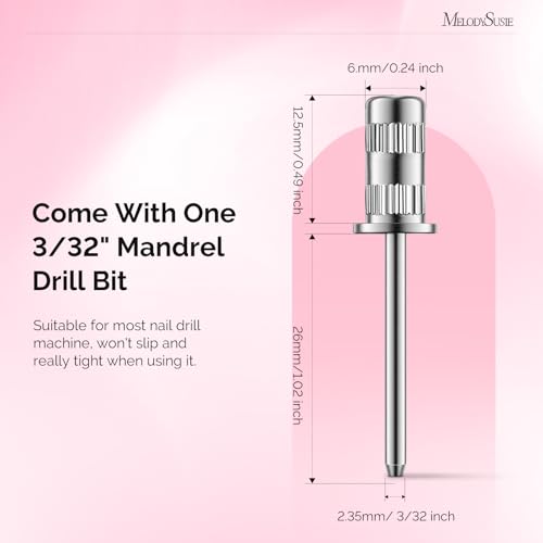 MelodySusie 300 Pcs Professional Sanding Bands with Mandrel for Nail Drill, 80 Coarse, 120 Medium, 180 Fine Grit EFile Sand Piece Nail Drill Bits Set for Acrylic Nails Manicures and Pedicures