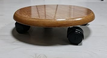 Kaplamalı Yuvarlak Ahşap Saksı Altılığı Damacan Tüp Saksı Sehpası Çiçeklik Tekerlekli Çap 30 Cm