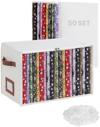 Qozary Fabric Storage Box with 8.5 x 11 Inch Fabric Organizer Boa...
