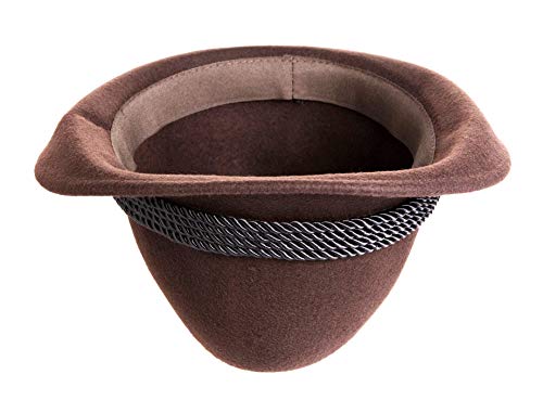 Alpine Holiday Oktoberfest Wool Bavarian Fedora Hat - Brown - Medium (7 To 7 1/8) #TOP2