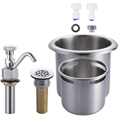 iVIGA Dipper Well Faucet & Bowl Set: Coffee Shop Bar Counter Sink Faucet, Brass Commercial Food Washing Tool with 0.4 GPM Flow Tower and Bowl Assembly for Washing Coffee Ice Cream Spoon Cover