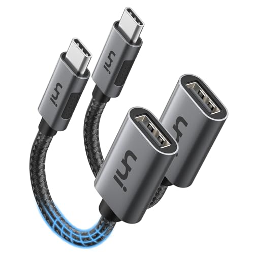 Image of uni USB C to USB Adapter 2 Pack, Thunderbolt 4 /3 Compatible Male to Female USB-A Converter, Type-C to USB Heavy Duty Aluminum OTG Cable for MacBook /iPad Pro /Air, Galaxy S24, Laptops, Tablets, etc
