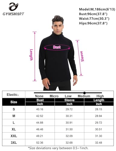 Men's Winter Fleece Lined Quarter Zip Pullover for Running in Dark Gray Sizing4