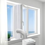 Bonnlo Air Conditioner Window Seal for Casement Windows, 400cm Portable Universal Seal Kit for Mobile AC Unit and Tumble Dryer, Hot Air Stop Air Exchange Guards, No Drilling with Zip
