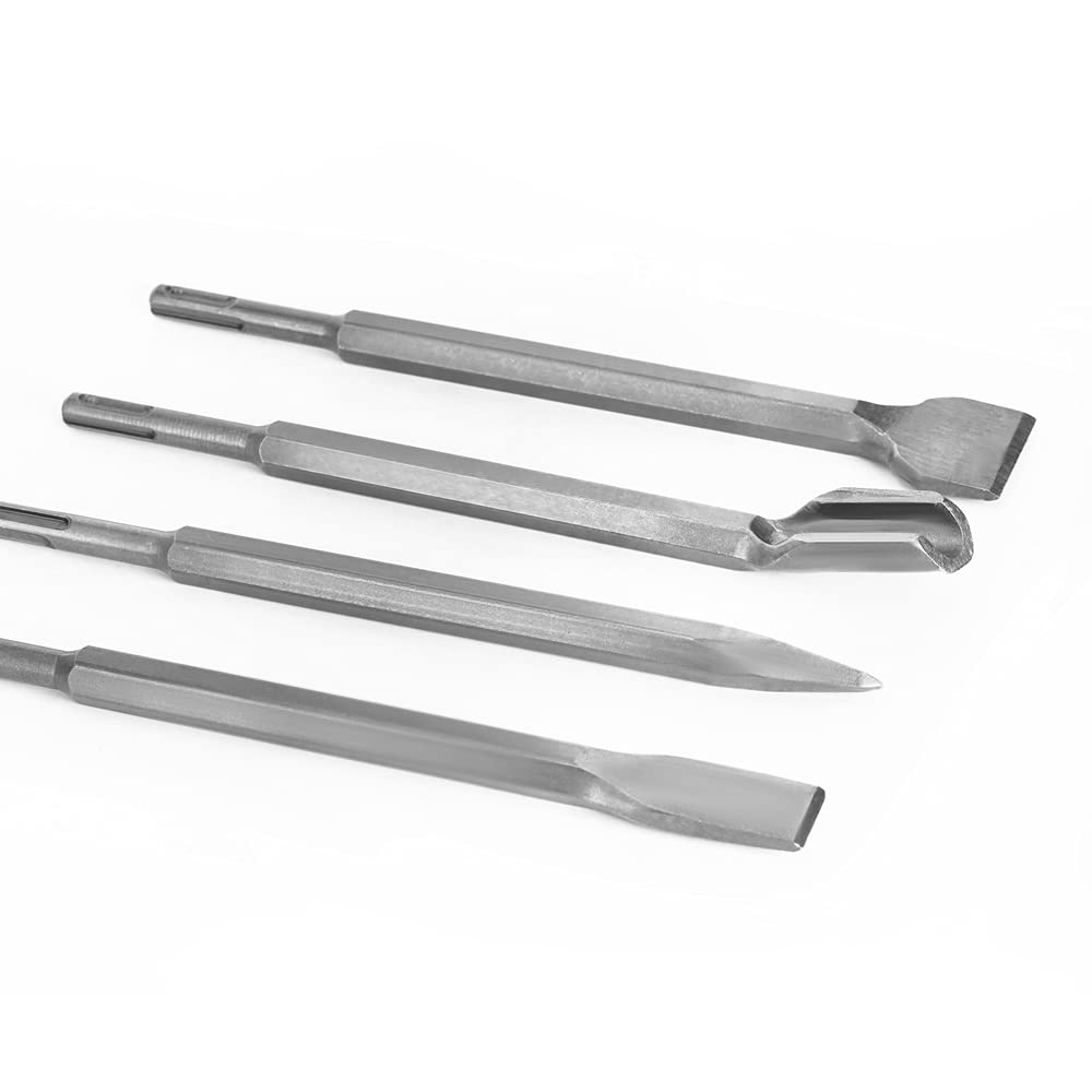 Anygkt One Color 4Pcs 250Mm Sds Plus Chisels Set Point Groove Gouge Flat Chisel Electric Hammer Drill Bit Break Concrete Brick Wall Drilling