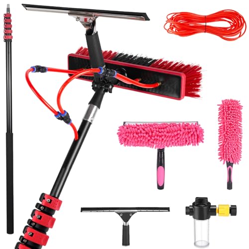 Teles - Limpiador de techo de 3,6 a 10,8 m con cepillo de agua para paneles solares y limpieza de ventanas. Kit Clete con dispensador de jabón, perfecto para uso doméstico y profesional.