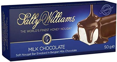 Sally Williams Finest Handmade Soft Nougat Bars - Milk Chocolate Coated Nougat 50g (Pack of 12)