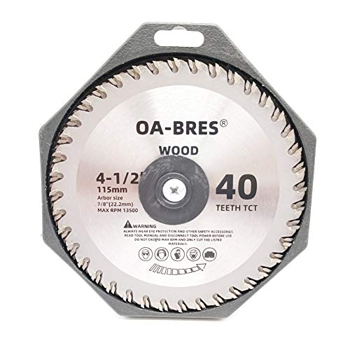 Oa-Bres YJP4124078-3 3Pack 4-1/2-Inch 40T Tct Circular Saw Blade With 7/8-Inch Arbor, Carbide Tipped Teeth General Purpose Hard & Soft Wood Cutting Saw Blade For Angle Grinder thumb #3